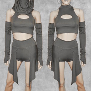 Mini Slayer Skirt High Waisted - Soft Bamboo Fabric, Eco Friendly Festival Clothing, Fire Safe, Sustainable Clothes