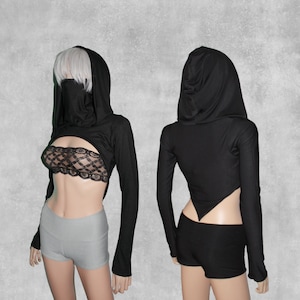 PIXIE Bamboo Long Sleeve Hooded Shrug with Mask & Thumbhole Options - Handmade to Order in Denver, CO