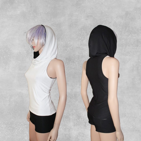 WANDERER Reversible Bamboo Tank - Sleeveless, Hooded - Lovingly handmade to order in Denver, CO