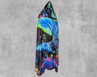 OTHERWORLDS Hooded Cloak Cape with Clasp - One of a Kind! Handmade in CO - festival clothing, duster, one size fits all - ready to ship