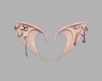 TAURUS Elf Ears - Silicone Elven Ears with Earrings, Slip On Prosthetic Fae Prop, Rave festival outfit, reusable, washable