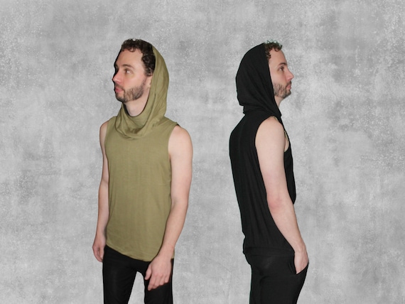 WANDERER Men's Reversible Bamboo Tank - Sleeveless, Hooded - Lovingly handmade to order in Denver, CO