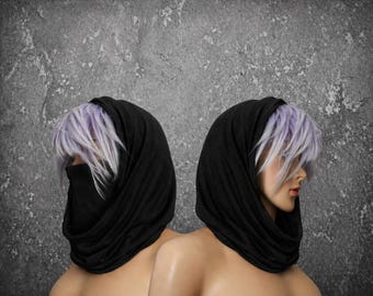 Bamboo Ninja Mask Cowl Hood // Handmade in Denver CO, festival hood, rave hood, sustainable fashion, ninja face mask