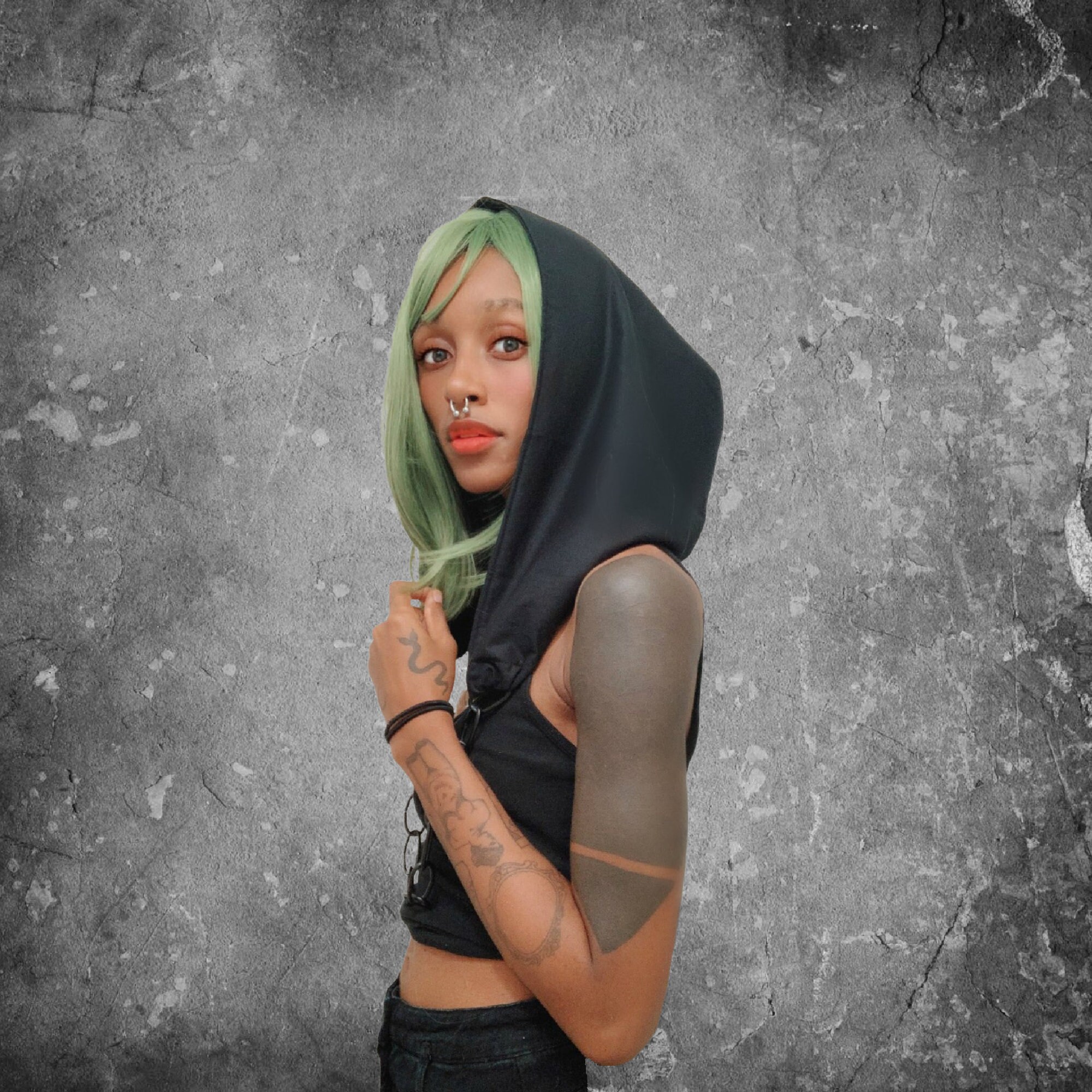 Black Organic Cotton Hood + Face Mask // Made in US, Cotton Festival …