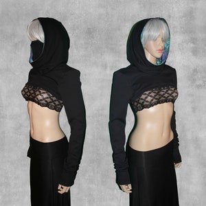 MOONSEEKER NINJA Shrug - Optional Mask & Thumbholes - Organic Cotton Cowl Hooded Shrug - Handmade in Denver, CO