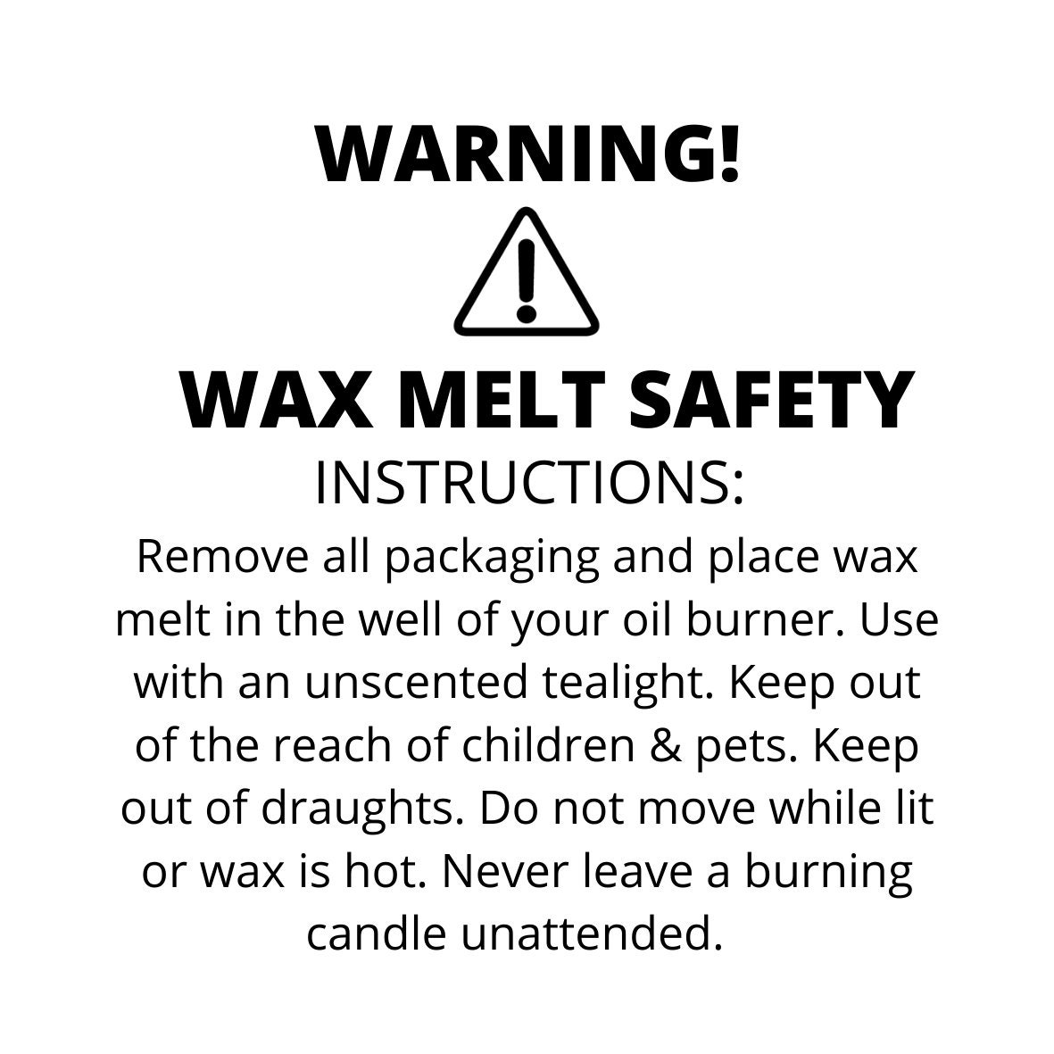100 Round Warning Labels for Container Candles or Wax Melts 