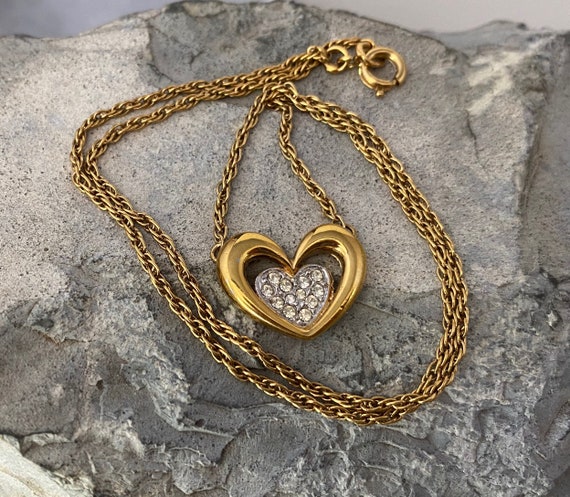 Vintage Attwood and Sawyer Gold Plated Heart Necklace With