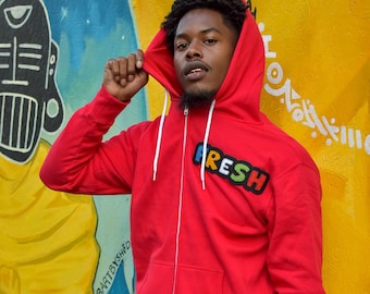 90s Colorblock Zip Hoodie: Cotton Blend Unisex Fit