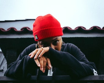 Cable Knit Fisherman Beanie - Bay Bridge Logo - Cuffed Acrylic Beanie
