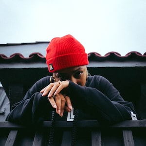 Cable Knit Fisherman Beanie - Bay Bridge Logo - Cuffed Acrylic Beanie