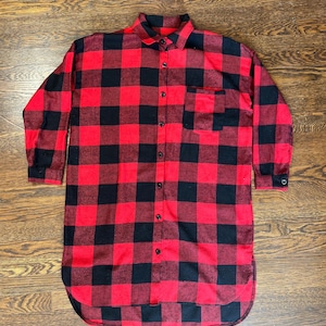 Thrifted Red & Black Plaid Flannel Shirt