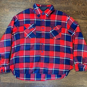 Thrifted Red & Blue Plaid Flannel Shirt