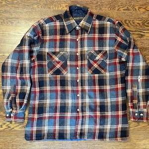 Vintage-Inspired Red, Blue & Beige Plaid Flannel Shirt