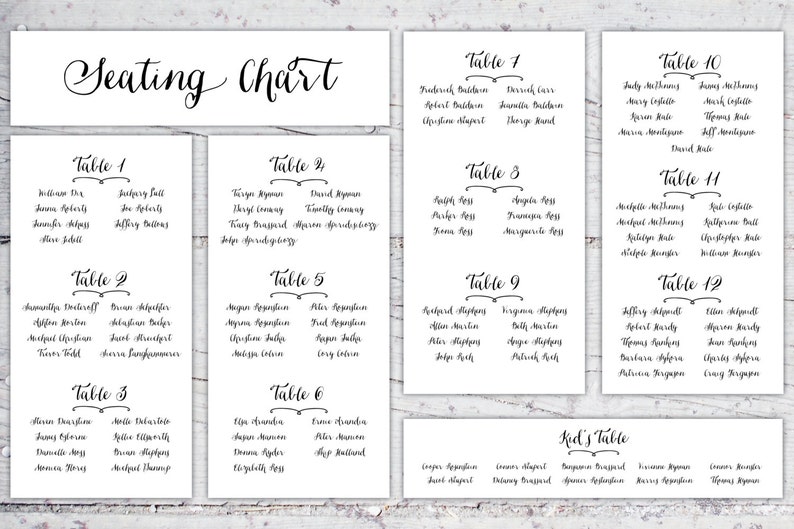 Fillable Wedding Seating Chart