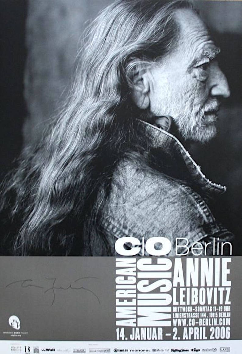 Annie Leibovitz American Willie Nelson Hand Signed Exhibition Poster Rare Robert Mapplethorpe Interest Ex