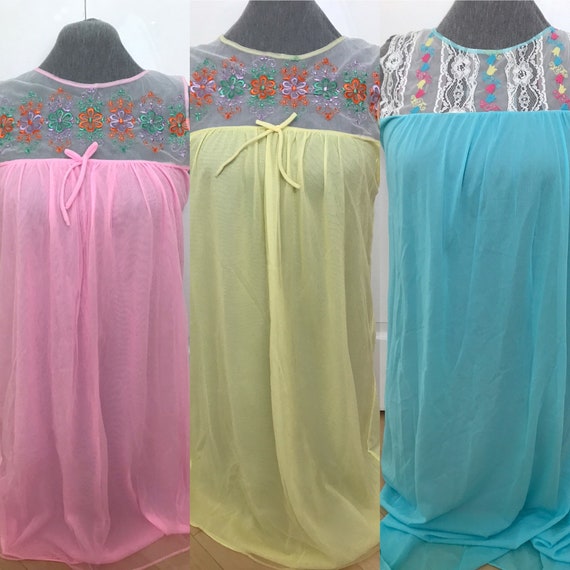 Set of 3 Vintage Nylon Nightgowns