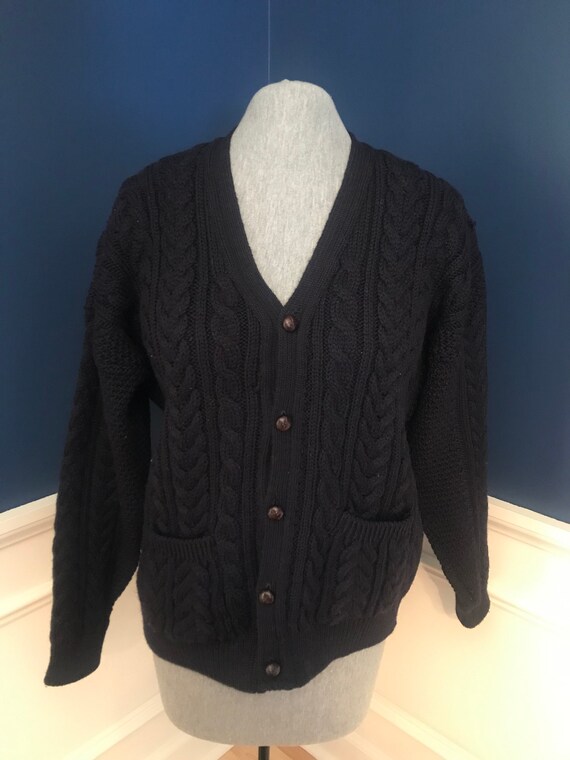 Navy Fisherman Cardigan Sweater by Peregrine