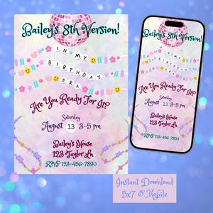 In My Birthday Era Invitation, Editable Swiftie Birthday Digital Invite | Friendship Bracelet Party, Birthday Era Template, Printable