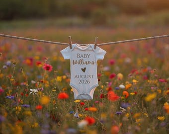 Wildblumen Schwangerschaft Ankündigung Digital, bearbeitbare Frühling Canva Vorlage, Social Media Reveal, Sofort Download