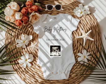 Summer Pregnancy Announcement Digital, Boho Social Media Baby Reveal, Minimalist Beach Baby Announcement, Editable Canva Template