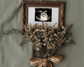 Neutral Pregnancy Announcement Digital, Floral Social Media Baby Reveal, Editable Canva Template, Neutral Floral Baby Announcement