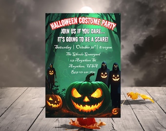Halloween Costume Party Invitation: Editable Scary Pumpkins Digital Invite, Halloween Costume Party Printable, Instant Download