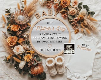Muttertags-Schwangerschaftsankündigung Digital, Frühling Social Media Baby Reveal, Blumenbabyankündigung, bearbeitbare Canva-Vorlage