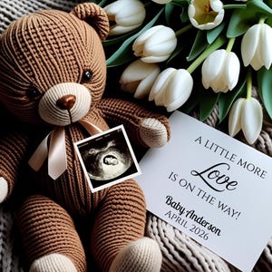 Teddy Bear Pregnancy Announcement: Editable Social Media Template (Digital Download)