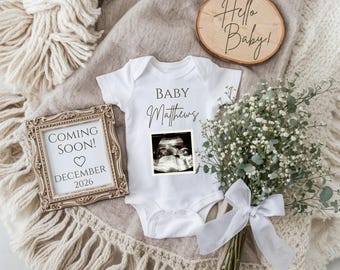 Neutral Pregnancy Announcement Digital, Simple Social Media Baby Reveal, Coming Soon Baby Announcement, Editable Canva Template, Boho