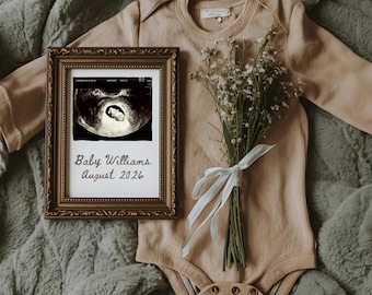 Neutral Pregnancy Announcement Digital, Editable Canva Template, Boho Floral Social Media Baby Reveal, Neutral Baby Announcement