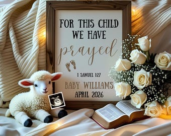 Christian Pregnancy Announcement Digital, Religious Social Media Baby Reveal, For This Child Baby Announcement, Editable Canva Template
