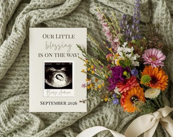 Christliche Schwangerschaftsankündigung Digital, Little Blessing Social Media Reveal Baby Reveal, Wildblumen-Babyankündigung, bearbeitbare Vorlage