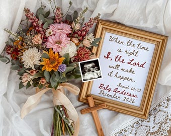 Christian Pregnancy Announcement Digital, Religious Social Media Baby Reveal, When the Time is Right Baby Announcement, Editable Template