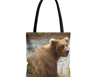 Grizzly Bear Tote Bag - Stylish Reusable Eco-Friendly Bag for Nature Lovers, Cute Animal Lover Gift, Daily Use, Shopping, & Beach Bag
