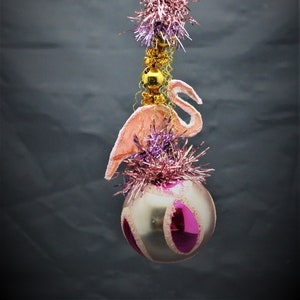 Vintage Christmas Ornament with Dresden Trims, Victorian Die Cuts and  Mercury Glass Beads