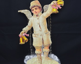 Vintage Tree Topper with Dresden Trims, Victorian Die Cuts and  Mercury Glass Beads