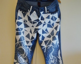 Denim Clothing custom Hand Painted for Boho style denim for custom denim