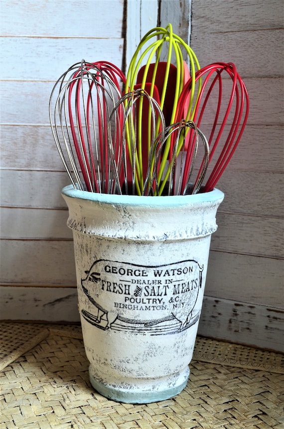 Hand Painted French Country Kitchen Utensil Holder Etsy