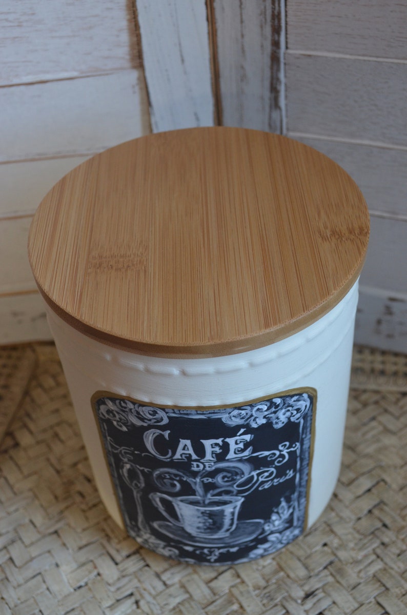 Chalkboard Look Hand Painted Ceramic Canister Etsy