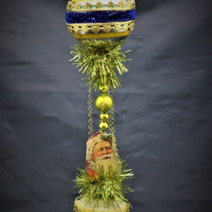 Vintage Christmas Ornament with Dresden Trims, Victorian Die Cuts and  Mercury Glass Beads