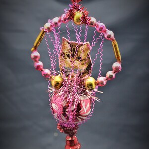 Vintage Christmas Ornament with Dresden Trims, Victorian Die Cuts and  Mercury Glass Beads