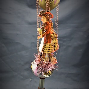 Vintage Christmas Ornament with Dresden Trims, Victorian Die Cuts and  Mercury Glass Beads