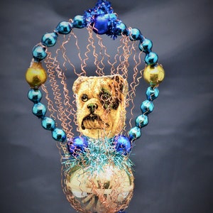 Vintage Christmas Ornament with Dresden Trims, Victorian Die Cuts and  Mercury Glass Beads