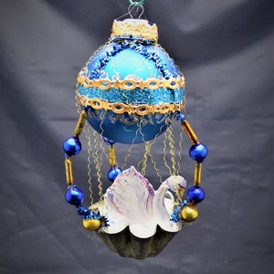 Vintage Christmas Ornament with Dresden Trims, Victorian Die Cuts and  Mercury Glass Beads