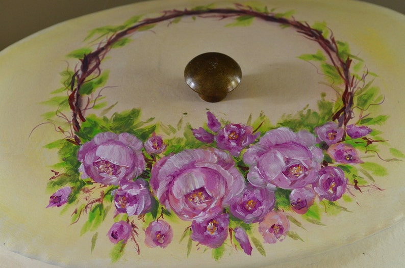 Ceramic Lidded PotUrn with Beautiful Hand Painted Rose design Sale 10/% off