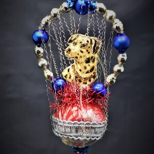Vintage Christmas Ornament with Dresden Trims, Victorian Die Cuts and  Mercury Glass Beads