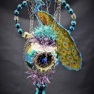 Vintage Christmas Ornament with Dresden Trims, Victorian Die Cuts and  Mercury Glass Beads