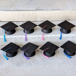 Graduation Cap Party Favors: Mortarboard Hats with Tassel (Set of 8)