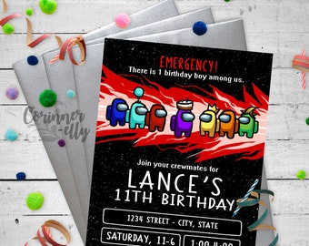 Among Us Birthday Invitation | Alien Imposter B-day Party Invite | Astronaut Party Printable | SUS Birthday Boy or Girl  | Digital File