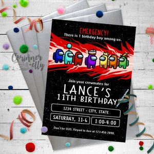Among Us Birthday Invitation: Alien Imposter Party Invite (Digital File)
